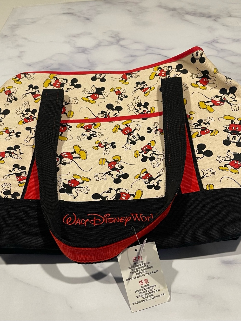 Disney Parks Mickey Mouse Character Large Canvas Tote Bag NWT